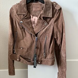 NEW BlankNYC Genuine Suede Moto Jacket - Coffee Bean Brown - Women’s Size Small